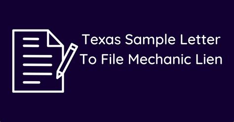 texas sample letter  file mechanic lien