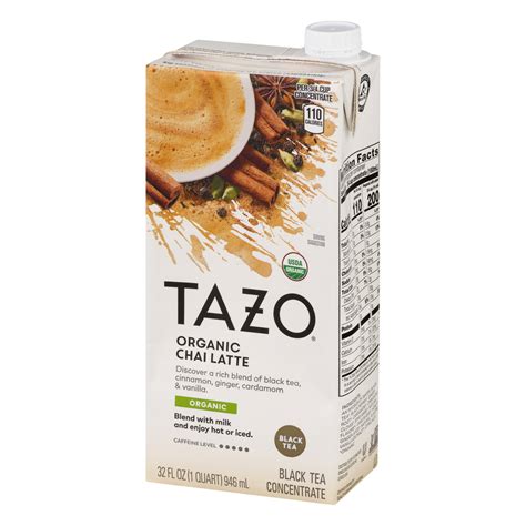 Tazo Black Tea Concentrate Organic Chai Latte Front Right Elevated