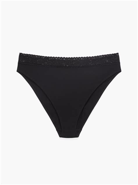 Cotton Essentials Lace Trim High Leg Bikini Panty In Black Savage X Fenty