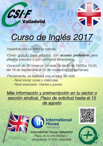 CSIF DIPUTACIÓN VALLADOLID CURSO DE INGLES GRATIS PARA AFILIADOS