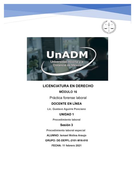 M16 U1 S3 ISMA LICENCIATURA EN DERECHO MÓDULO 16 Práctica forense