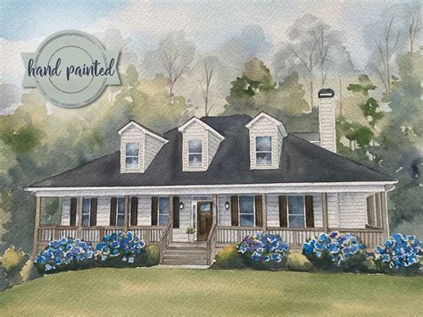 Custom Home Portrait House Painting Housewarming T Etsy