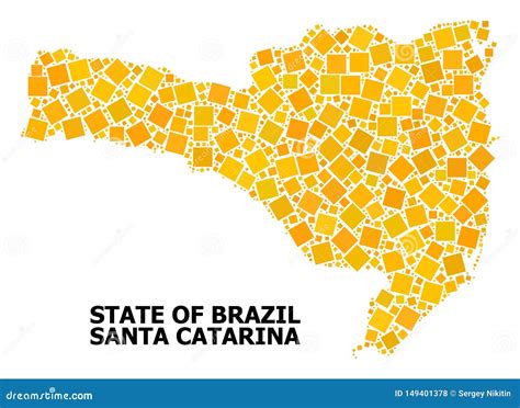 Golden Rotated Square Pattern Map Of Santa Catarina State Stock