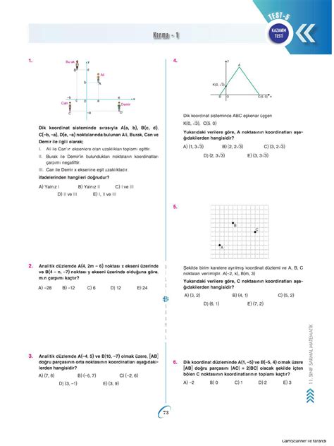 11 Sınıf Matematik Karma Test 1 Yaprak Test Derslig