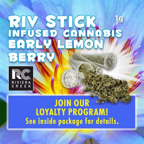 Early Lemon Berry Riv Stick Infused Cannabis Blend 1g Riviera Creek