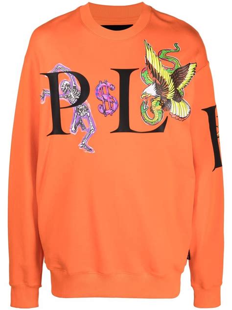 Philipp Plein Graphic Print Cotton Sweatshirt Farfetch