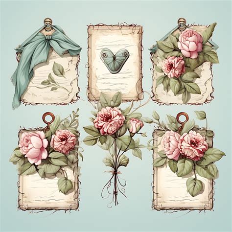 Conjunto De Cartas De Amor Shabby Chic Material De Papel Angustiado