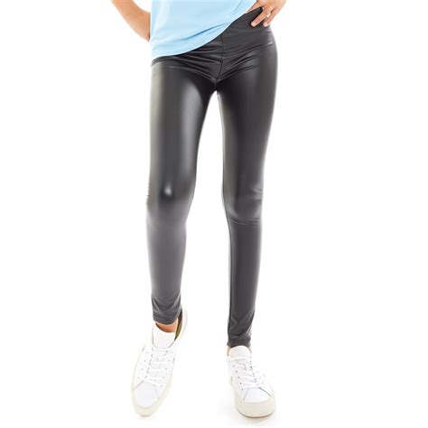 Buy Fluid Kids Leather Look Leggings Black