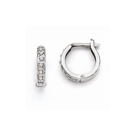 Real 14kt White Gold Diamond Fascination Round Hinged Hoop Earrings EBay