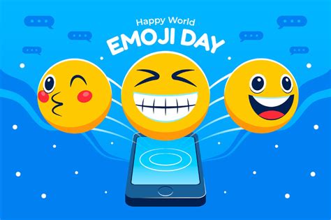 Free Vector World Emoji Day Background With Smartphone World Emoji