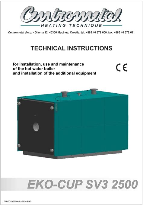 Centrometal Eko Cup Sv3 2500 Oil And Gas Boilers Instruction Manual