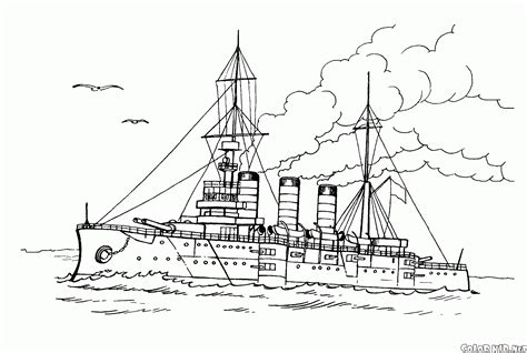 Dibujo De Barco De Guerra Para Colorear Y Pintar