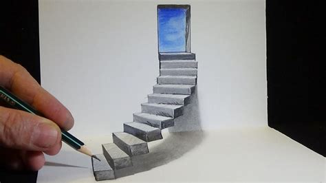 Drawing Stairs To The Door How To Draw 3d Steps Anamorphic Illusion