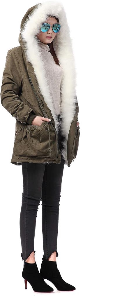 Roiii Womens Denim Winter Thicken Faux Fur Hooded Plus Size Parka Jacket Coat Size S 3xl At