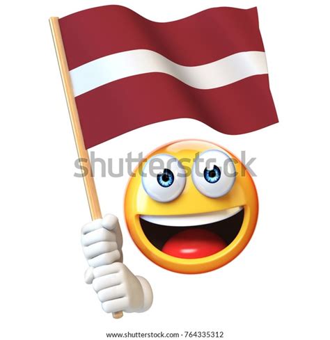 Emoji Holding Latvian Flag Emoticon Waving Stock Illustration 764335312