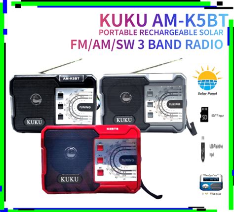 Kuku Am K Bt Portable Rechargeable Solar Am Fm Sw Band Radio With Usb