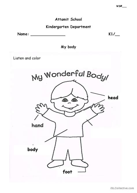 Parts of the body general vocabular Français FLE fiches pedagogiques