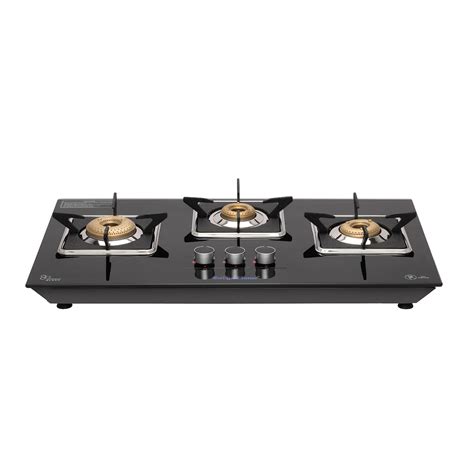 Surya Flame Apollo Square Hob Top Gas Stove 3 Burners Manual Glass