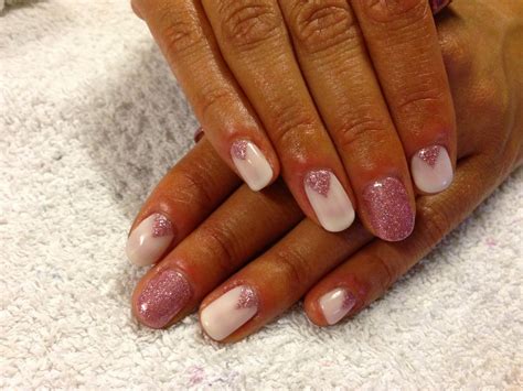 Brush Up And Polish Up Cnd Shellac Nail Art Pink Glitter Chevrons