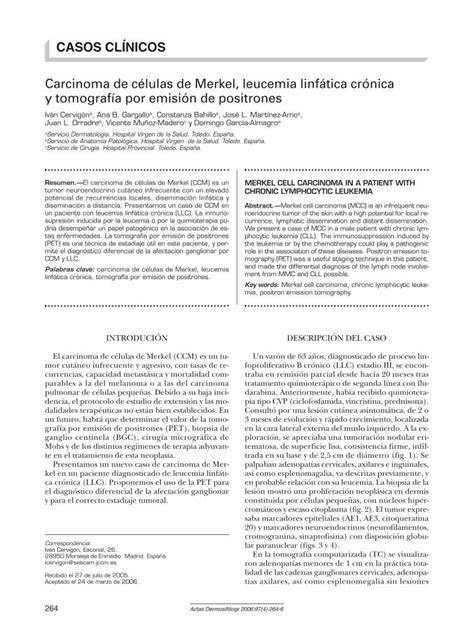 Pdf Carcinoma De C Lulas De Merkel Leucemia Linf Tica Cr Nica Y