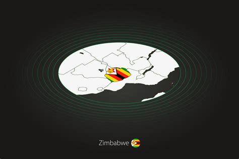 Zimbabwe Karte im dunkel Farbe Oval Karte mit benachbart Länder