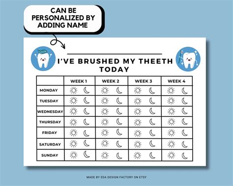 Kids Brush Your Teeth Chart Printable Checklist Brushing - Etsy