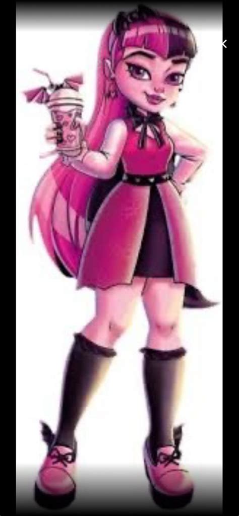 A Drawing Of A Girl With Pink Hair And Black Boots Holding A Glass In