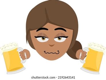 Vector Illustration Face Drunken Brunette Woman Stock Vector Royalty Free