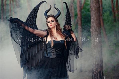 Black Angel Wings Carnival Costume Maleficent Mings Wings Etsy