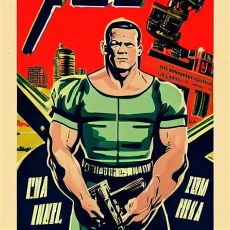 John Cena In S Pulp Sci Fi Movie Poster Stable Diffusion