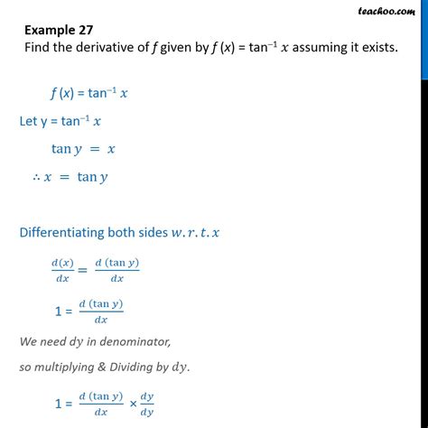 Example 27 Find Derivative Of F X Tan 1 X Class 12