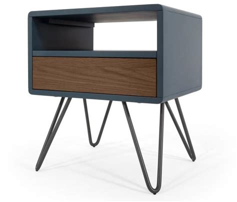 Polished Wood Rectangular Bedside Table For Home Office Feature