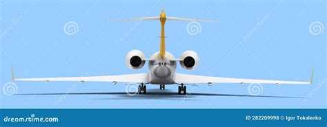 New Passenger Plane Back Side View Travel Concept 3d Render On Blue