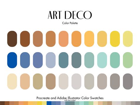 Art Deco Procreate Color Palette Ai Graphic by Arborie · Creative Fabrica