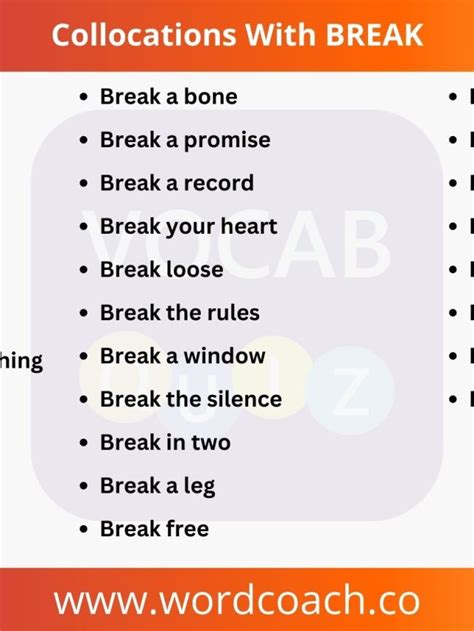 30 English Collocations With BREAK Vocab Quiz