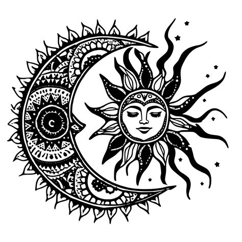 Sun And Moon Celestial Harmony Mandala SVG File Cricut Silhouette Laser