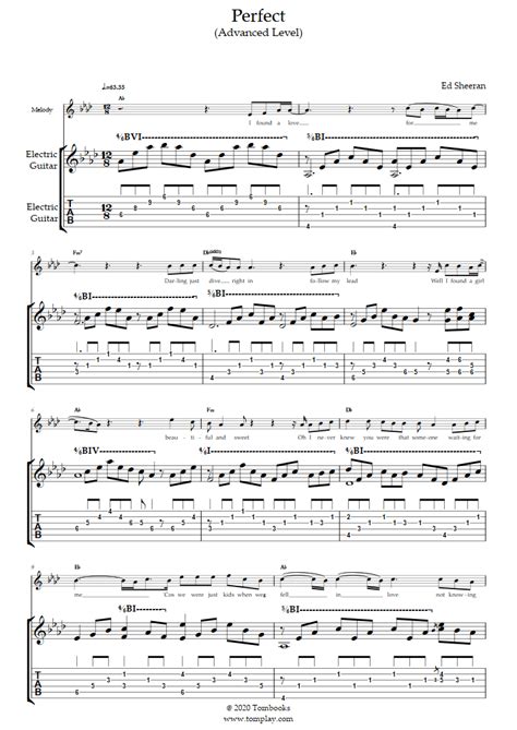 Perfect Advanced Level Accompaniment Guitar Ed Sheeran Guitar Tabs And Sheet Music