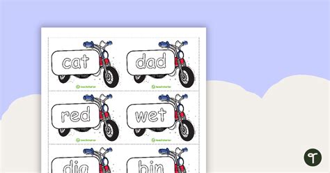 Phonics Flashcards And Progress Tracker Motorbike Theme Teach Starter