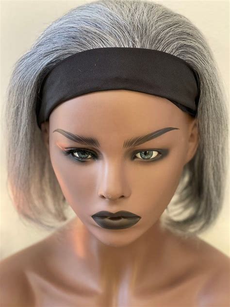 Straight Hair Grey Headband Wig Etsy Gray Headband Headband Wigs