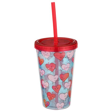 Save On Smart Living Valentines Day Straw Tumbler Hearts With Faces