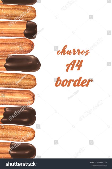 Churros Chocolate Vertical A4 A5 Border Stock Illustration 1499861189