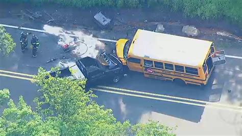 School Bus Involved In Head On Collision With Pickup Truck In Oakland