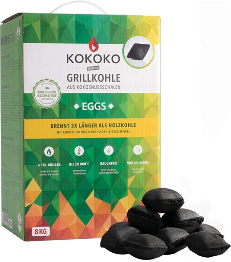 McBrikett KOKOKO EGGS Premium Grillkohle 8 Kg Bio Kokos Grillbriketts