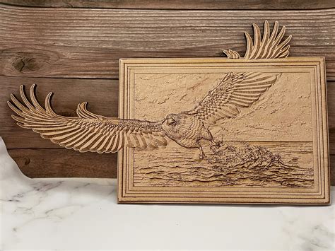 Eagle With Fish 3d Illusion Laser Engraved Etsy Uk