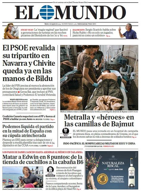 Portada De El Mundo Del Martes De Agosto De Medios