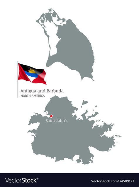 Silhouette Antigua And Barbuda Country Map Vector Image