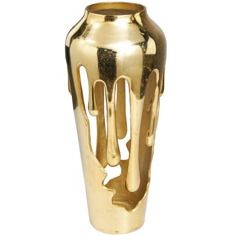 Litton Lane In Gold Drip Aluminum Metal Decorative Vase With