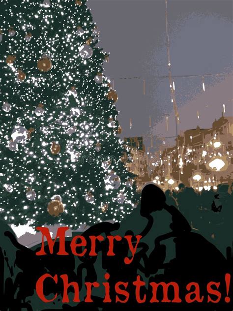 Christmas City Lights Stock Illustration Illustration Of Greetings