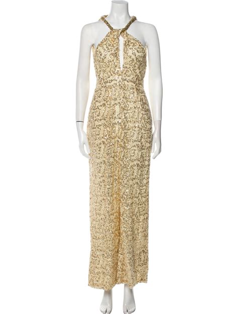 Dundas Printed Halterneck Jumpsuit Gold Rise Jumpsuits And