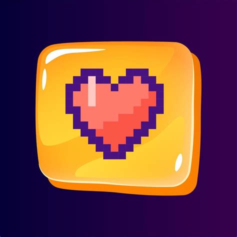 Heart Glossy Ui Button With Pixelated Color Icon Content Evaluation